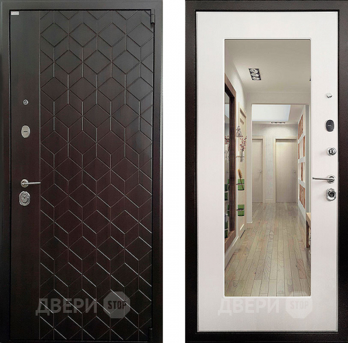 Входная металлическая Дверь Ратибор Квант зеркало 3К Лиственница в Электрогорске