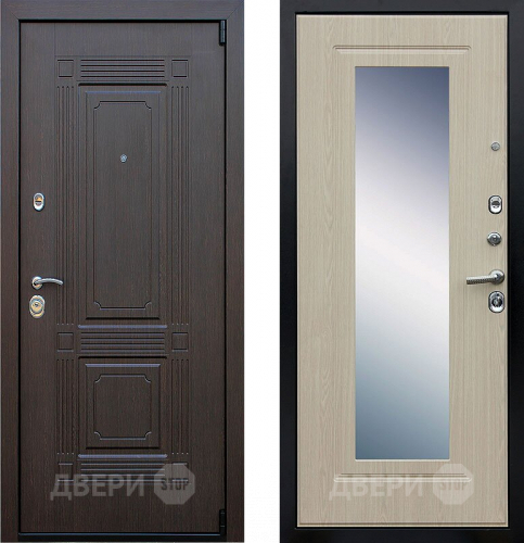 Входная металлическая Дверь Йошкар Викинг с зеркалом Белёный  дуб в Электрогорске