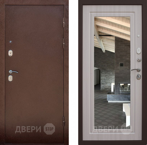 Входная металлическая Дверь Снедо Сити Эш Вайт с зеркалом в Электрогорске
