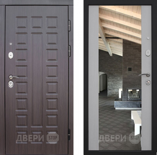 Входная металлическая Дверь S01 2К Зеркало Лиственница белая в Электрогорске
