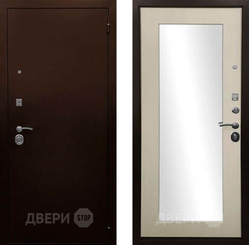 Входная металлическая Дверь Ратибор Оптима 3К зеркало Лиственница беж в Электрогорске