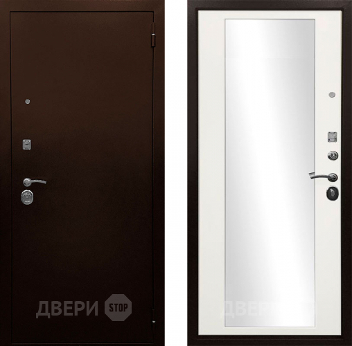 Входная металлическая Дверь Ратибор Троя 3К зеркало Белый матовый в Электрогорске