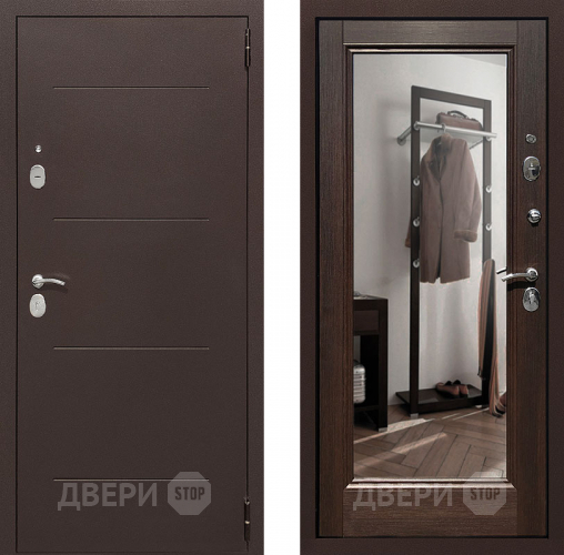 Входная металлическая Дверь Престиж 100 с зеркалом Медь/Венге в Электрогорске