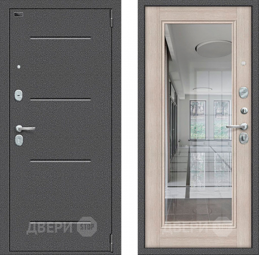 Входная металлическая Дверь Bravo Porta S-2 104/П61 с зеркалом Капучино в Электрогорске