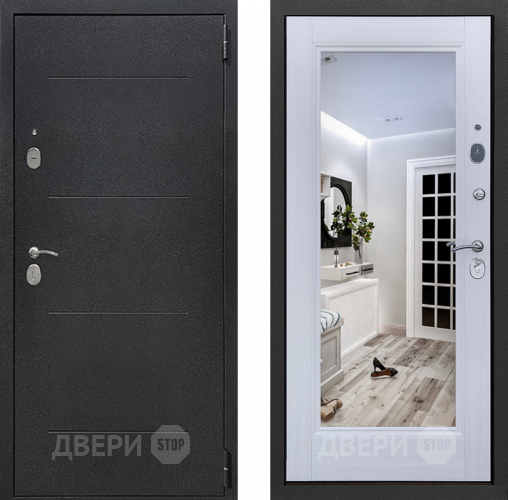 Входная металлическая Дверь Престиж 100 с зеркалом Шелк/Лиственница белая в Электрогорске