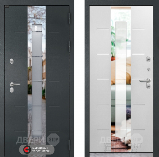 Входная металлическая Дверь Лабиринт (LABIRINT) Тундра с терморазрывом и стеклопакетом в Электрогорске