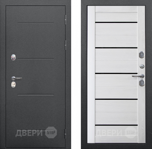 Дверь Цитадель Isoterma Серебро/Астана милки (черная лакобель) в Электрогорске