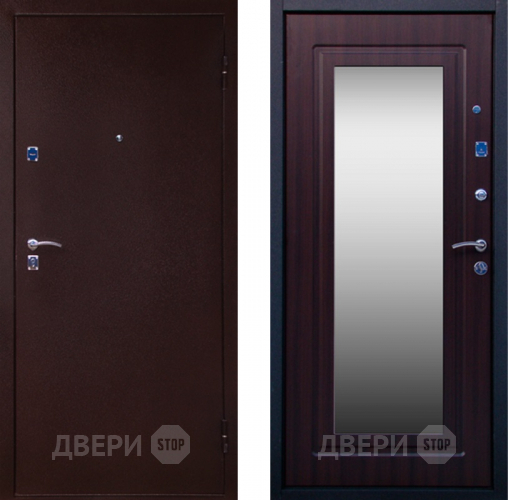 Входная металлическая Дверь СТОП Медь ЗЕРКАЛО Венге в Электрогорске