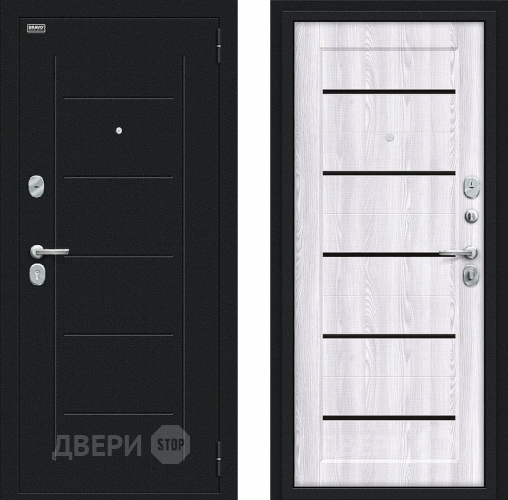 Входная металлическая Дверь Bravo Борн Букле черное/Riviera Ice в Электрогорске