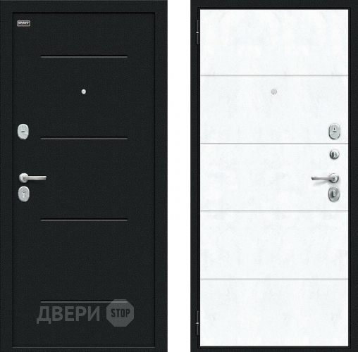 Дверь внутреннего открывания Bravo Граффити-1 Инсайд Букле черное/Snow Art в Электрогорске