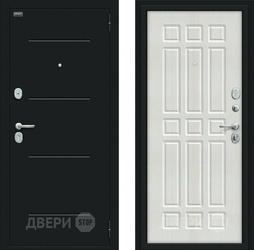 Входная металлическая Дверь Bravo Мило Букле черное/Bianco Veralinga в Электрогорске