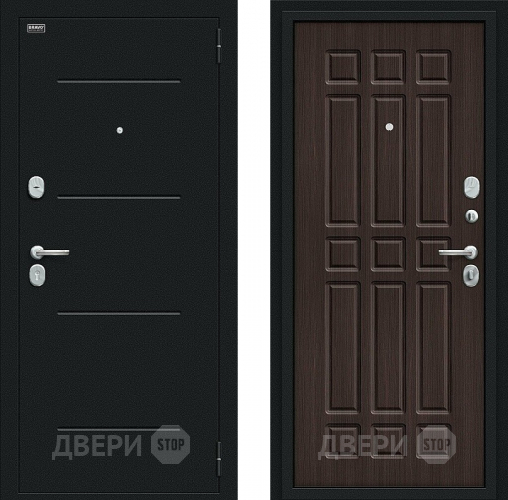 Входная металлическая Дверь Bravo Мило Букле черное/Wenge Veralinga в Электрогорске