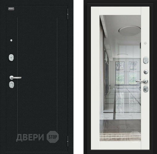 Входная металлическая Дверь Bravo Флэш Букле черное/Off-white в Электрогорске