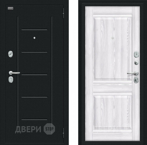 Входная металлическая Дверь Bravo Некст Kale Букле черное/Riviera Ice в Электрогорске