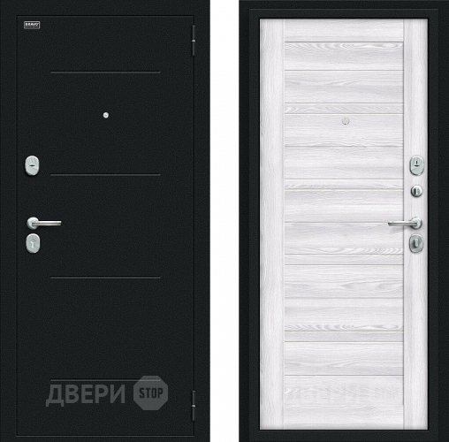 Входная металлическая Дверь Bravo Сити Kale Букле черное/Riviera Ice в Электрогорске