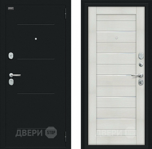 Входная металлическая Дверь Bravo Техно Kale Букле черное/Bianco Veralinga в Электрогорске