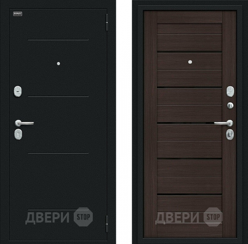 Входная металлическая Дверь Bravo Техно Kale Букле черное/Wenge Veralinga в Электрогорске