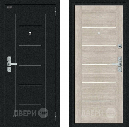 Входная металлическая Дверь Bravo Райт Букле черное/Cappuccino Veralinga в Электрогорске