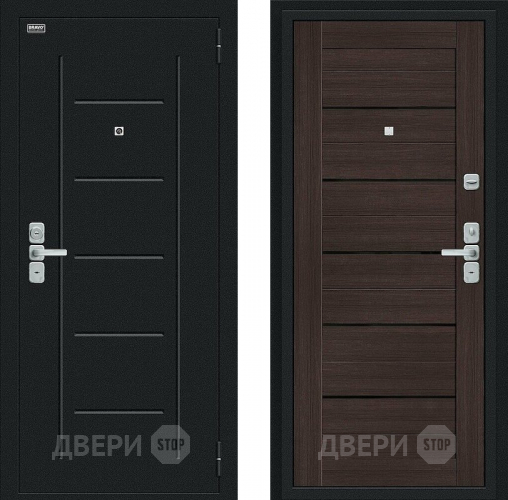 Входная металлическая Дверь Bravo Райт Букле черное/Wenge Veralinga в Электрогорске