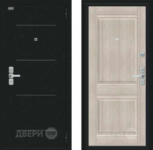Входная металлическая Дверь Bravo Нео Букле черное/Cappuccino Veralinga в Электрогорске