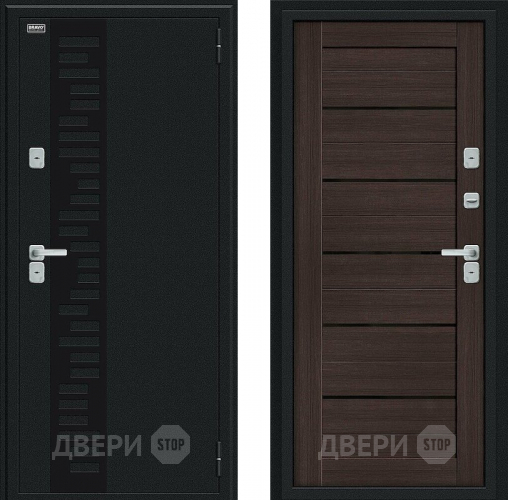 Входная металлическая Дверь Bravo Thermo Техно Декор Букле черное/Wenge Veralinga в Электрогорске