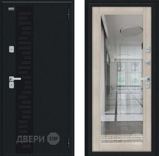 Входная металлическая Дверь Bravo Thermo Флэш Декор Букле черное/Cappuccino Veralinga в Электрогорске