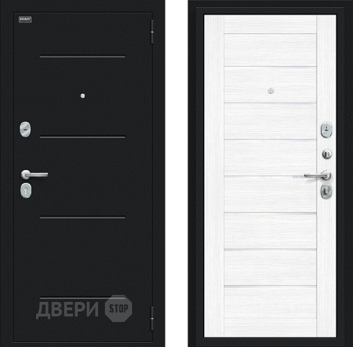 Входная металлическая Дверь Bravo Техно Букле черное/Snow Melinga в Электрогорске