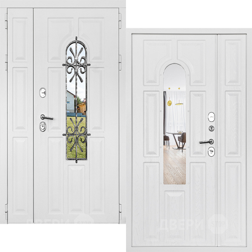 Входная металлическая Дверь Дверной Континент Лион Двустворчатая Белая в Электрогорске