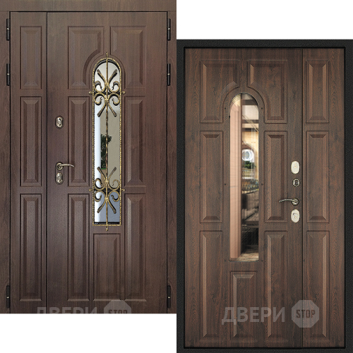 Входная металлическая Дверь Дверной Континент Лион Двустворчатая Темный орех в Электрогорске