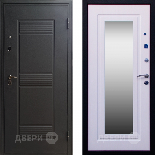 Входная металлическая Дверь СТОП ЗЕРКАЛО Ясень Белый в Электрогорске