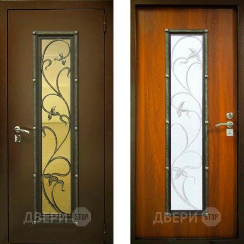 Заводские двери с ковкой и стеклом Лоза в Электрогорске