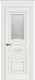 Межкомнатная дверь Дверь Премьер ДО, белая эмаль, патина золото, мателюкс с фрезеровкой в Электрогорске