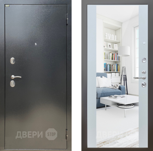 Входная металлическая Дверь Шелтер (SHELTER) Стандарт 13 с зеркалом Белый матовый в Электрогорске