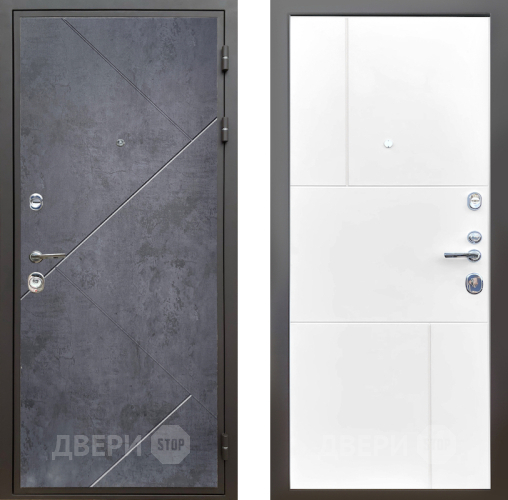 Входная металлическая Дверь Шелтер (SHELTER) Комфорт Бетон урбан индиго 8 Белый матовый в Электрогорске