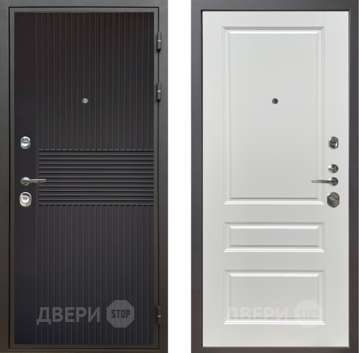 Дверь Шелтер (SHELTER) Комфорт Черная шагрень 1 Белый ясень в Электрогорске