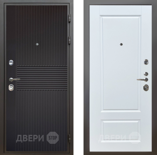Входная металлическая Дверь Шелтер (SHELTER) Комфорт Черная шагрень 4 Белый матовый в Электрогорске