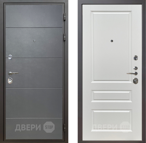 Входная металлическая Дверь Шелтер (SHELTER) Комфорт Лофт графит 1 Белый ясень в Электрогорске