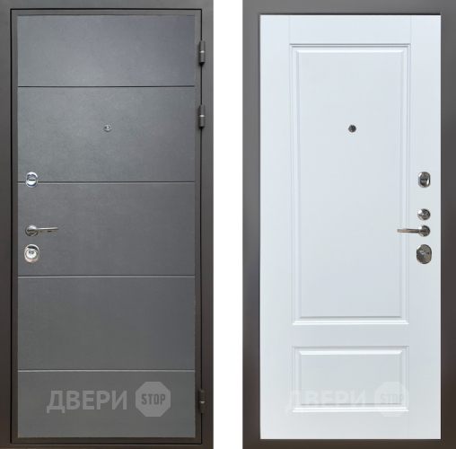 Входная металлическая Дверь Шелтер (SHELTER) Комфорт Лофт графит 4 Белый матовый в Электрогорске