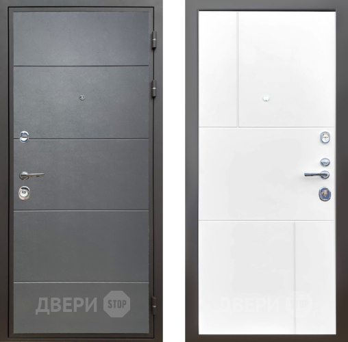 Входная металлическая Дверь Шелтер (SHELTER) Комфорт Лофт графит 8 Белый матовый в Электрогорске