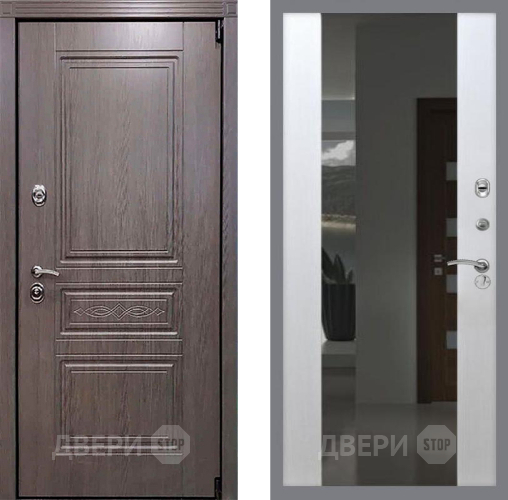 Входная металлическая Дверь Рекс (REX) Пренмиум-S СБ-16 Зеркало Белый ясень в Электрогорске