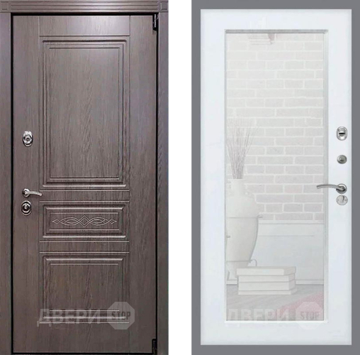Входная металлическая Дверь Рекс (REX) Пренмиум-S Зеркало Пастораль Белый ясень в Электрогорске
