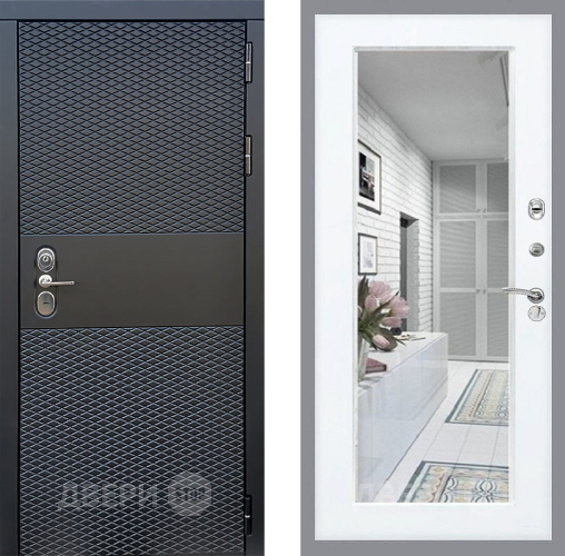 Входная металлическая Дверь Стоп БЛЭК CISA Зеркало Силк Сноу в Электрогорске