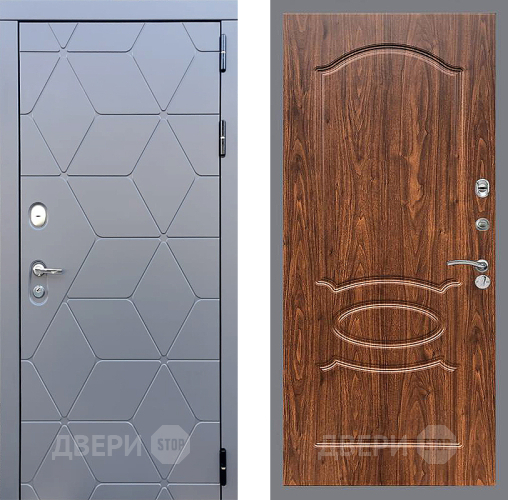 Входная металлическая Дверь Стоп КОСМО ФЛ-128 орех тисненый в Электрогорске