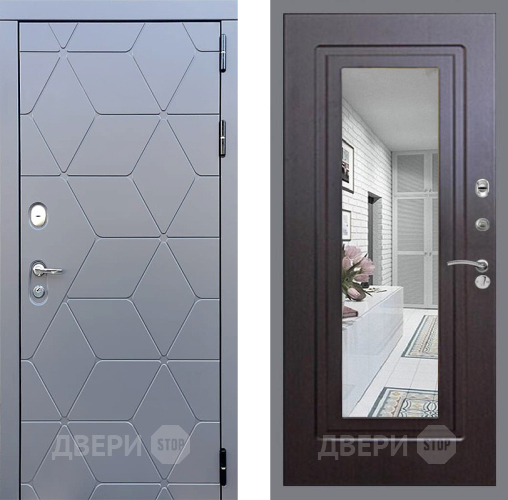 Входная металлическая Дверь Стоп КОСМО Зеркало ФЛ-120 Венге в Электрогорске