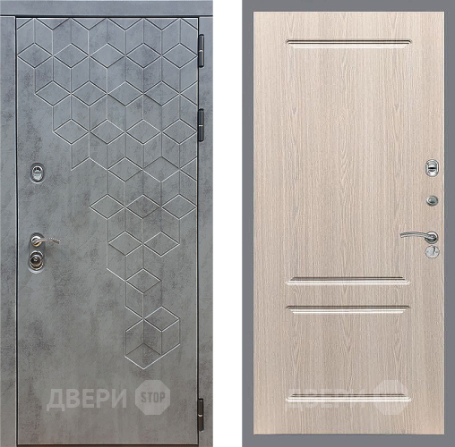 Входная металлическая Дверь Стоп БЕТОН ФЛ-117 Беленый дуб в Электрогорске