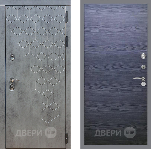 Входная металлическая Дверь Стоп БЕТОН Гладкая Дуб тангенальный черный в Электрогорске