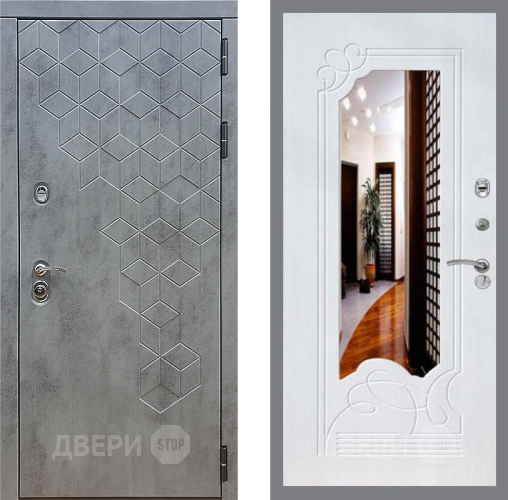 Входная металлическая Дверь Стоп БЕТОН ЗкркалоФЛ-147 Ясень белый в Электрогорске