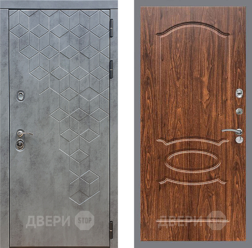Входная металлическая Дверь Стоп БЕТОН ФЛ-128 орех тисненый в Электрогорске