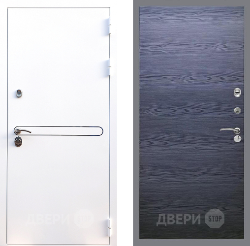 Входная металлическая Дверь Стоп Лайн Вайт Гладкая Дуб тангенальный черный в Электрогорске