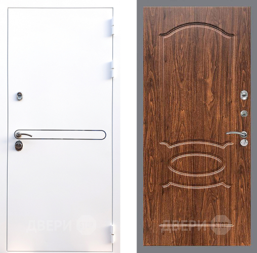 Входная металлическая Дверь Стоп Лайн Вайт ФЛ-128 орех тисненый в Электрогорске